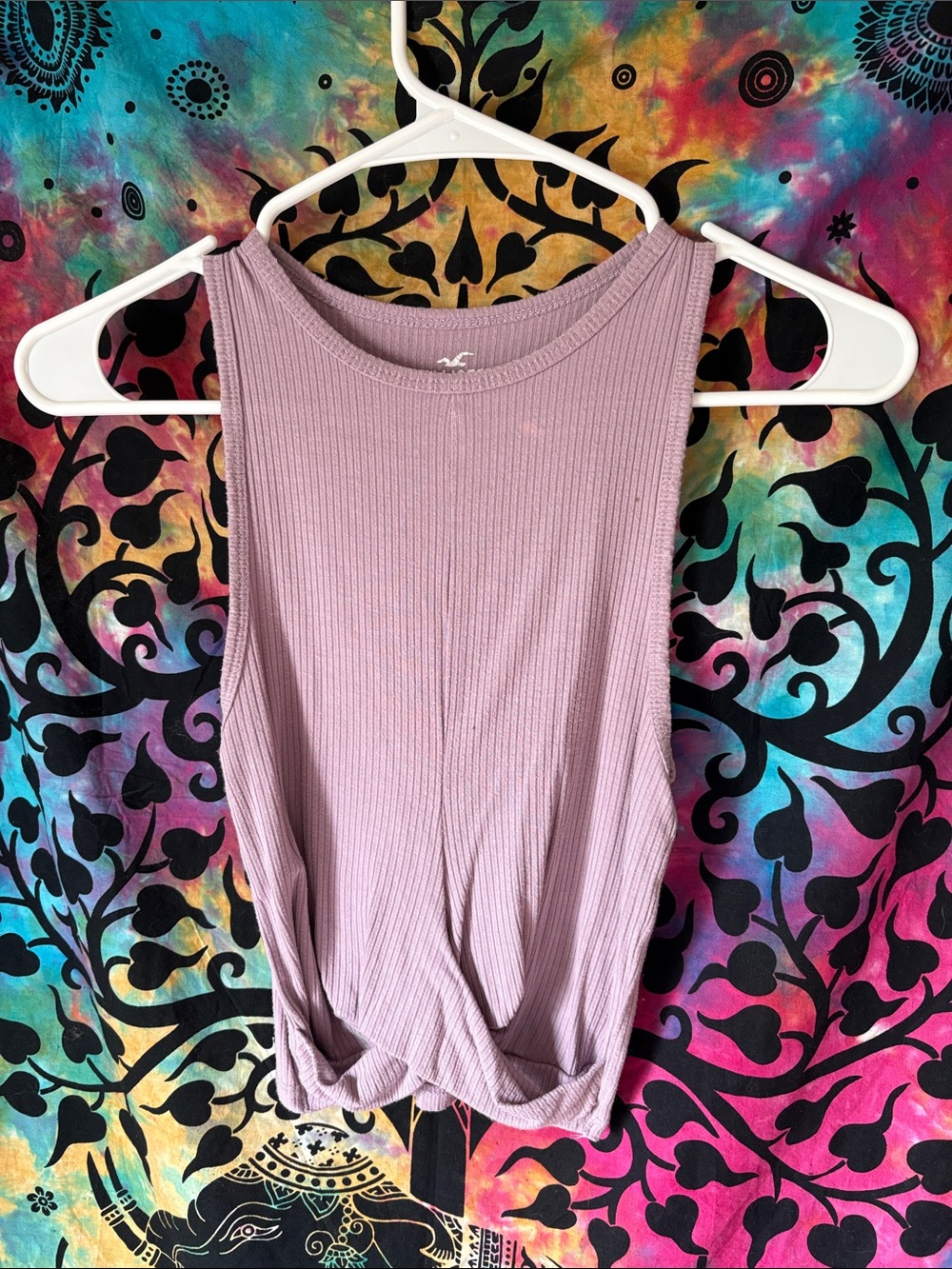 Hollister Lavender Ribbed Twist-Front Tank Top